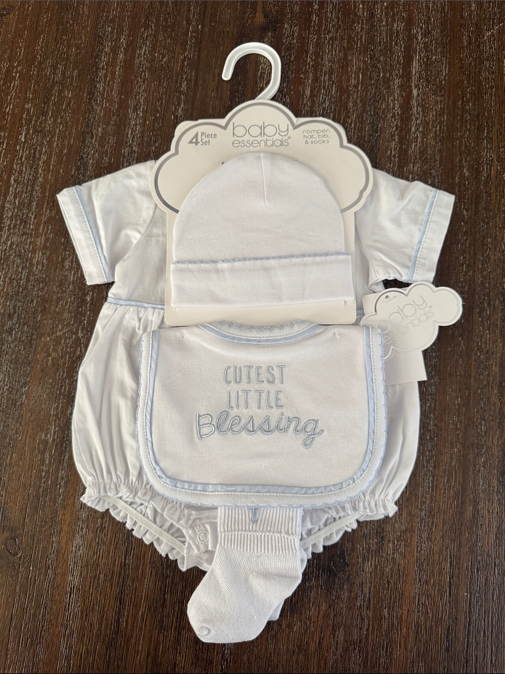 baby essentials White & Light Blue "Cutest Little Blessing" 4-piece Gift Set